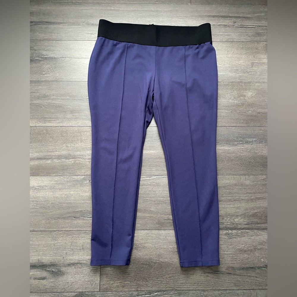 Weekends by Chicos Womens Navy Blue Pull on Legging Pants Size 3 (XL/16)